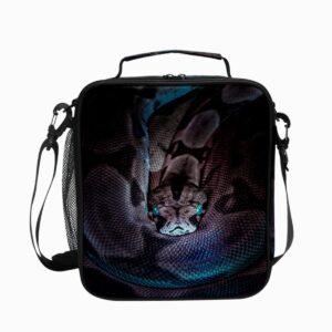 snake python snakeskin insulated lunch bag reusable cooler lunch box freezable thermal leak-proof tote shoulder strap for office picnic lunch tote bag