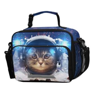 boenle space cat astronaut lunch box insulated lunch bag boys cooler tote kids girls shoulder strap reusable for school picnic travel office