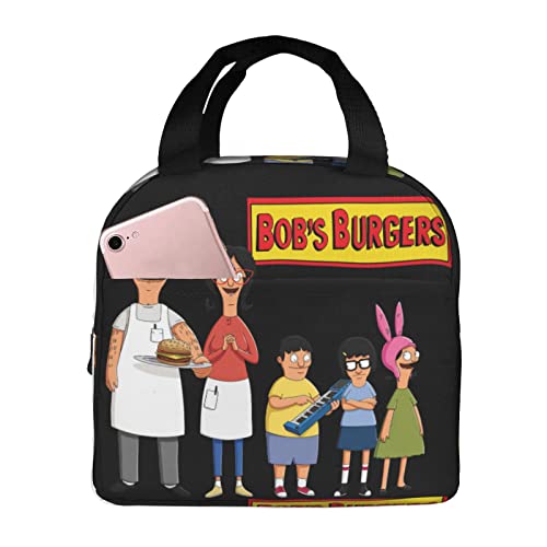 ORPJXIO Lunch Bag Bob's Anime Burgers Reusable Lunch Box Portable Insulated Lunch Tote for Outdoor Picnic Office 8.5 X 8 X 5in