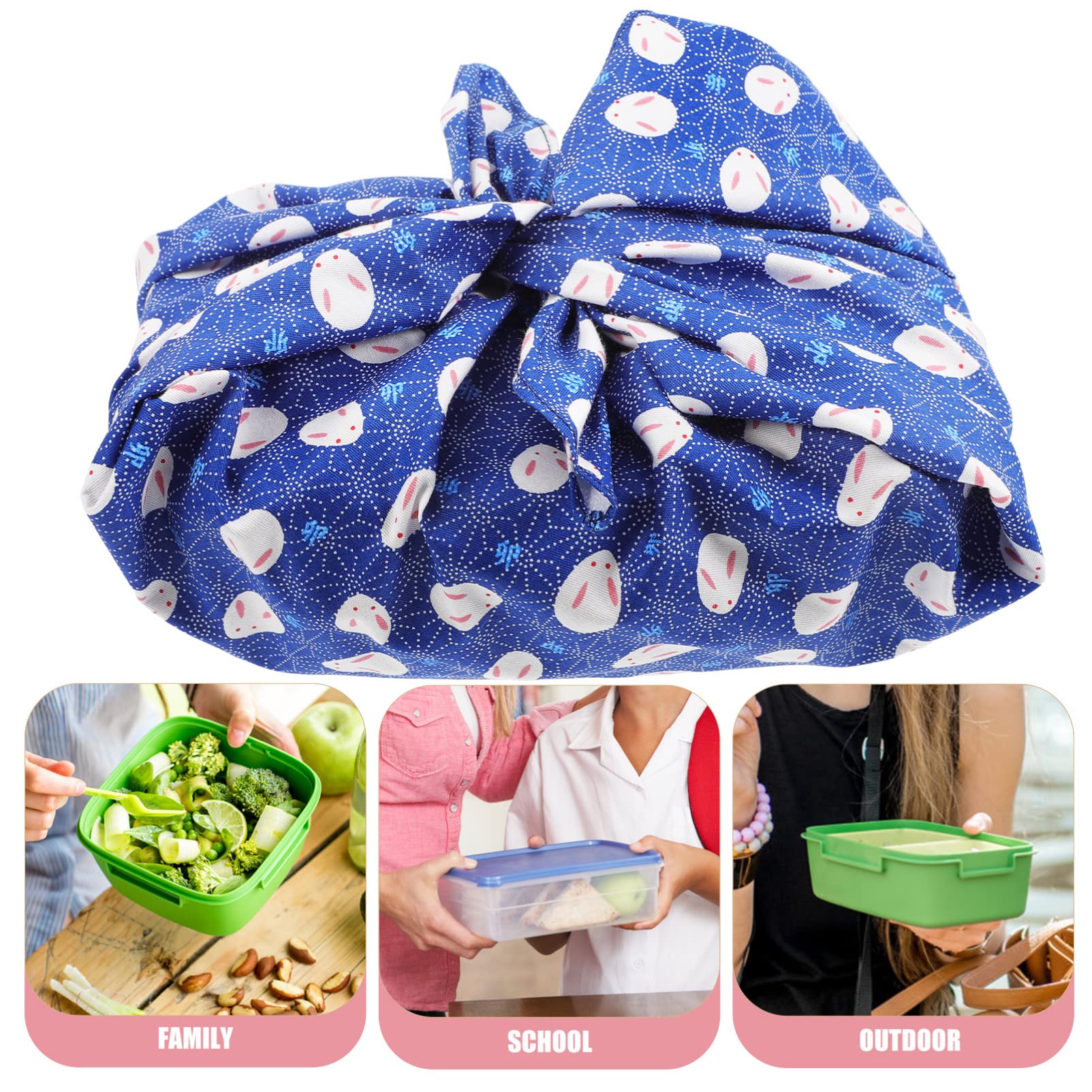 ABOOFAN Japanese Traditional Wrapping Cloth Rabbit Printed Handkerchief Bento Lunch Bandana Cover Bag Gift Box Packaging Cloth for Home Outdoor Picnic