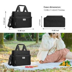 MOSISO Insulated Lunch Bag for Women Men, Cooler Bag for Work/Picnic/Hiking, Portable Lunch box with Front Pocket & Adjustable Shoulder Strap, Black