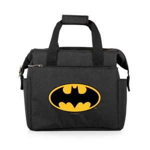 picnic time dc comics batman bat-signal on the go lunch bag, soft cooler lunch box, insulated lunch bag, (black)