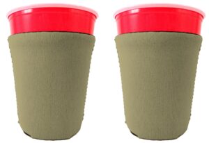 blank neoprene party cup coolie (2 pack, khaki)