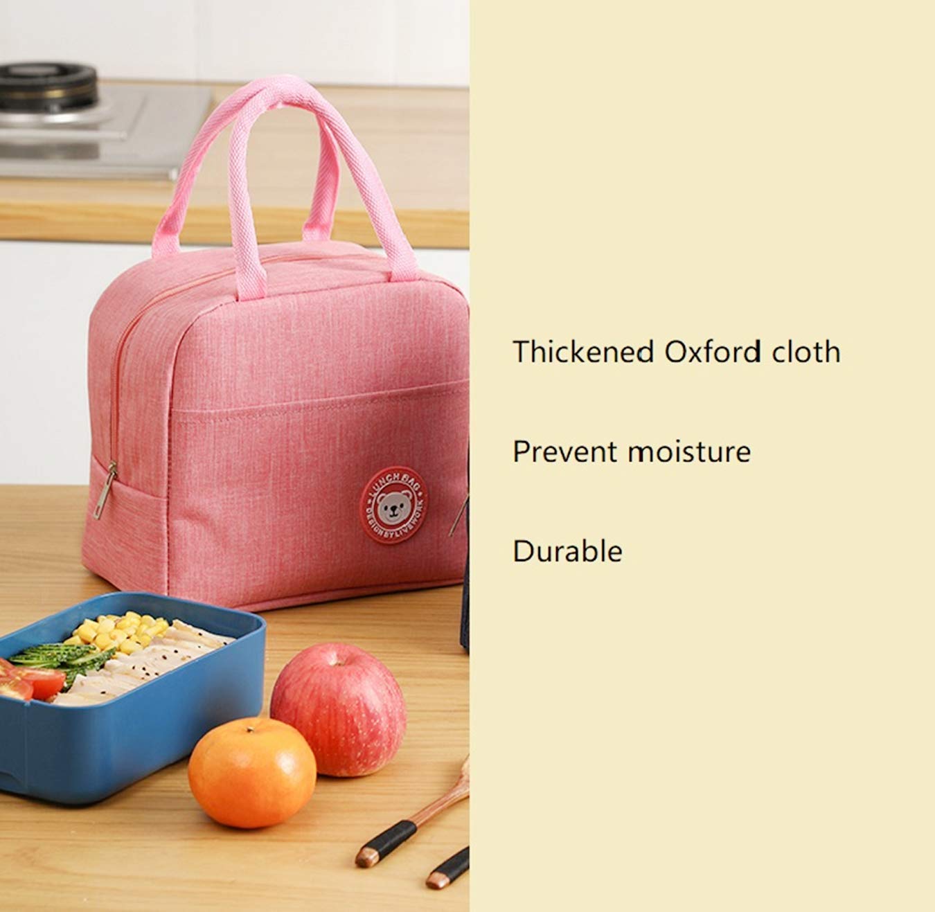 5.5 L Pink Bear Small Lunch Bags for Women, Portable Insulation Bags, Reusable Lunch Bags, Can be Used for Picnics, Work, etc. (S, Pink Bear)