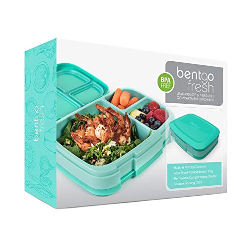 Bentgo Fresh (Aqua) – Leak-Proof & Versatile 4-Compartment Bento-Style Lunch Box – Ideal for Portion-Control and Balanced Eating On-The-Go – BPA-Free and Food-Safe Materials