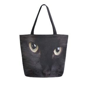 zzxxb black cat reusable grocery shopping bag heavy duty canvas tote bag large collapsible washable handbag shoulder for women