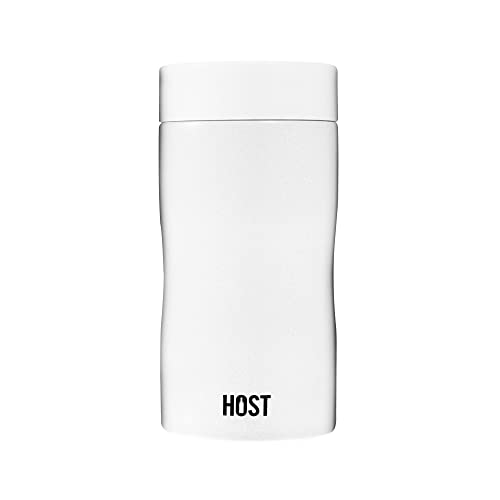 HOST Stay-Chill Beer Cozy Insulated Can Cooler Tumbler - Double Walled Stainless Steel Beer Can Insulator Holder for Slim Sized Cans - White