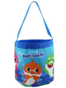 baby shark boys girls collapsible gift basket bucket tote bag (blue, one size)
