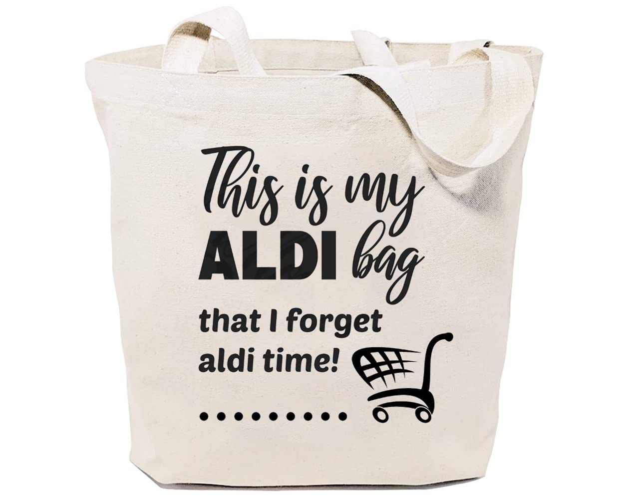 GXVUIS This Is My Aldi Bag That I Forget Aldi Time Canvas Tote Bag for Women Aesthetic Reusable Grocery Shopping Bags White