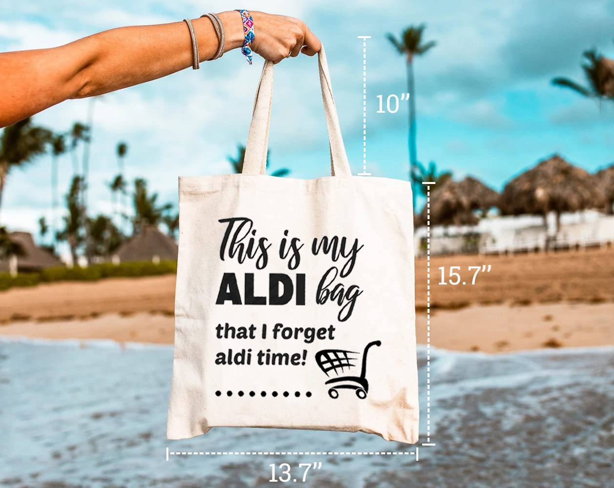 GXVUIS This Is My Aldi Bag That I Forget Aldi Time Canvas Tote Bag for Women Aesthetic Reusable Grocery Shopping Bags White