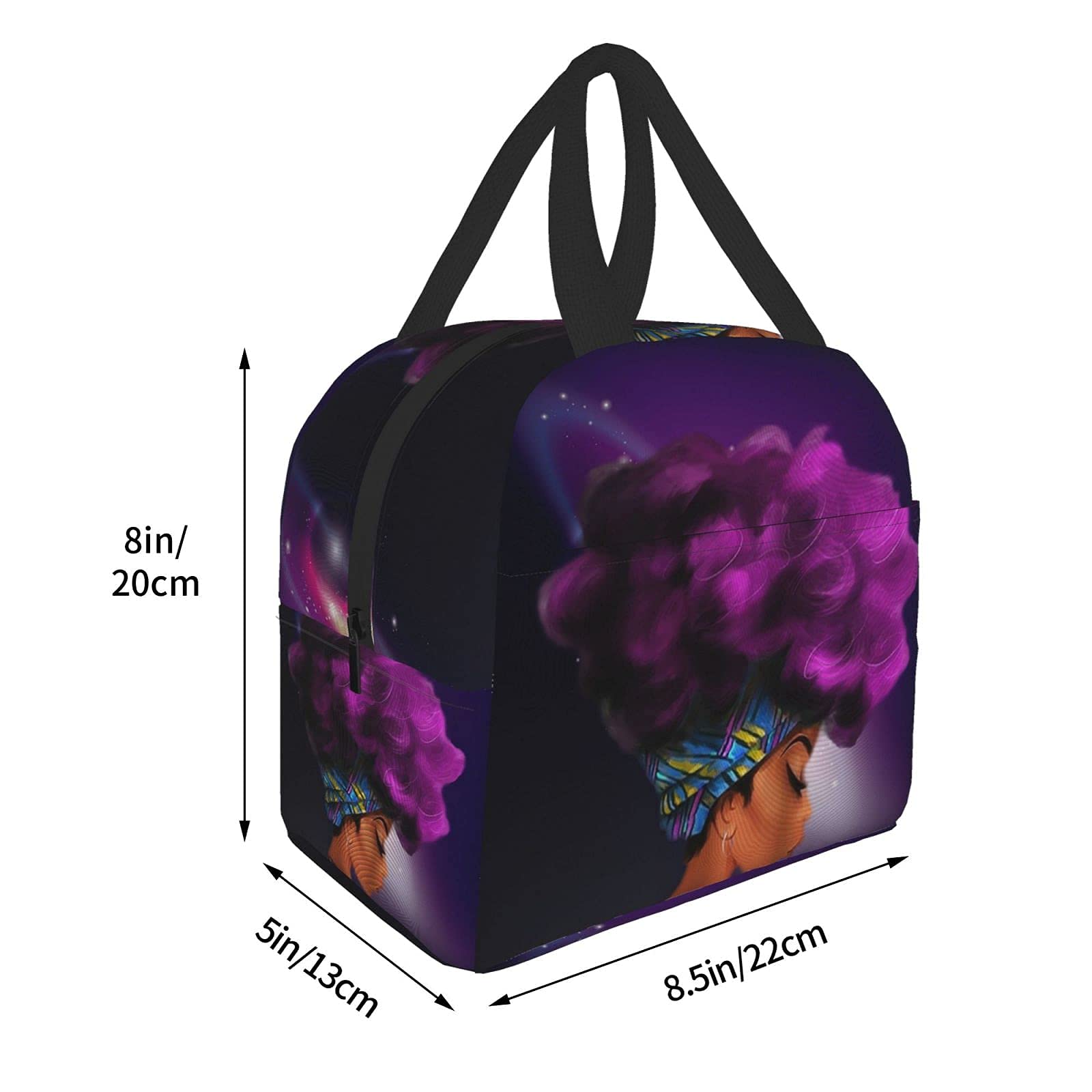 Duduho African American Black Girl Lunch Bag Compact Tote Bag Reusable Lunch Box Container For Women Men School Office Work