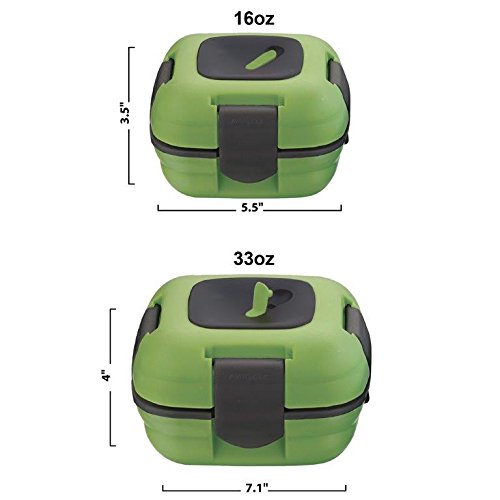 Lunch Box - Pinnacle Inulated Leak Proof Lunch Box for Kids/Adults - Stainless steel Thermal Lunch Box Container for School Set of 2 Sizes (Green, 16-32 oz)