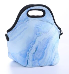 allenlife neoprene lunch bag insulated handbags lunch box cooler bag for school children teen girls women (blue)