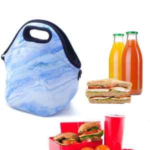 ALLENLIFE neoprene lunch bag Insulated handbags Lunch Box Cooler Bag for school children teen girls women (BLUE)