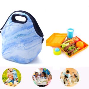 ALLENLIFE neoprene lunch bag Insulated handbags Lunch Box Cooler Bag for school children teen girls women (BLUE)