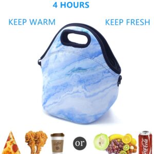 ALLENLIFE neoprene lunch bag Insulated handbags Lunch Box Cooler Bag for school children teen girls women (BLUE)