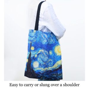 Van Gogh Reusable Art Tote Bag, Aesthetic Canvas Carry on Shoulder Tote, Women Work Beach Travel