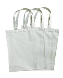 3 pack natural cotton canvas compostable grocery totes, 12.5"x 13.5"x 6"