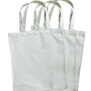 3 Pack Natural Cotton Canvas Compostable Grocery Totes, 12.5"x 13.5"x 6"