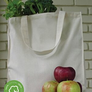 3 Pack Natural Cotton Canvas Compostable Grocery Totes, 12.5"x 13.5"x 6"