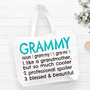 COCOVICI Grammy Tote Bag | Grammy Definition | Grandma Gifts | Grammy Gifts | Grammy Christmas Gift | Christmas Gift from Grandkids (Grammy Definition Turquoise/Black Font)