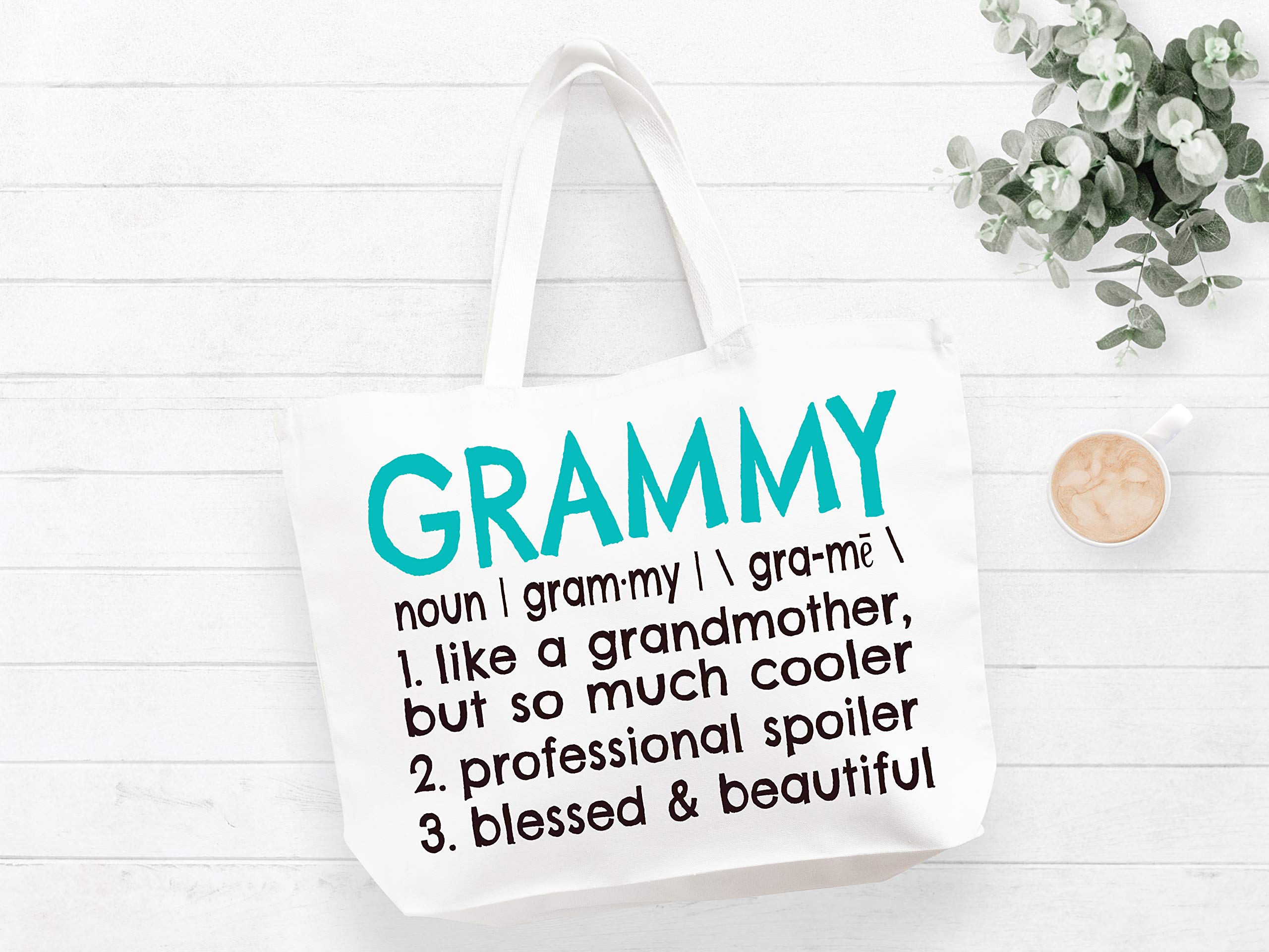 COCOVICI Grammy Tote Bag | Grammy Definition | Grandma Gifts | Grammy Gifts | Grammy Christmas Gift | Christmas Gift from Grandkids (Grammy Definition Turquoise/Black Font)