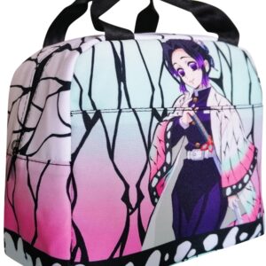 XIXISA Anime Demon Slayer Kochou Shinobu Lunch Box Holder Insulated Lunch Cooler Bag for Men and Women Travel Portable Storage Bag (Kochou Shinobu)