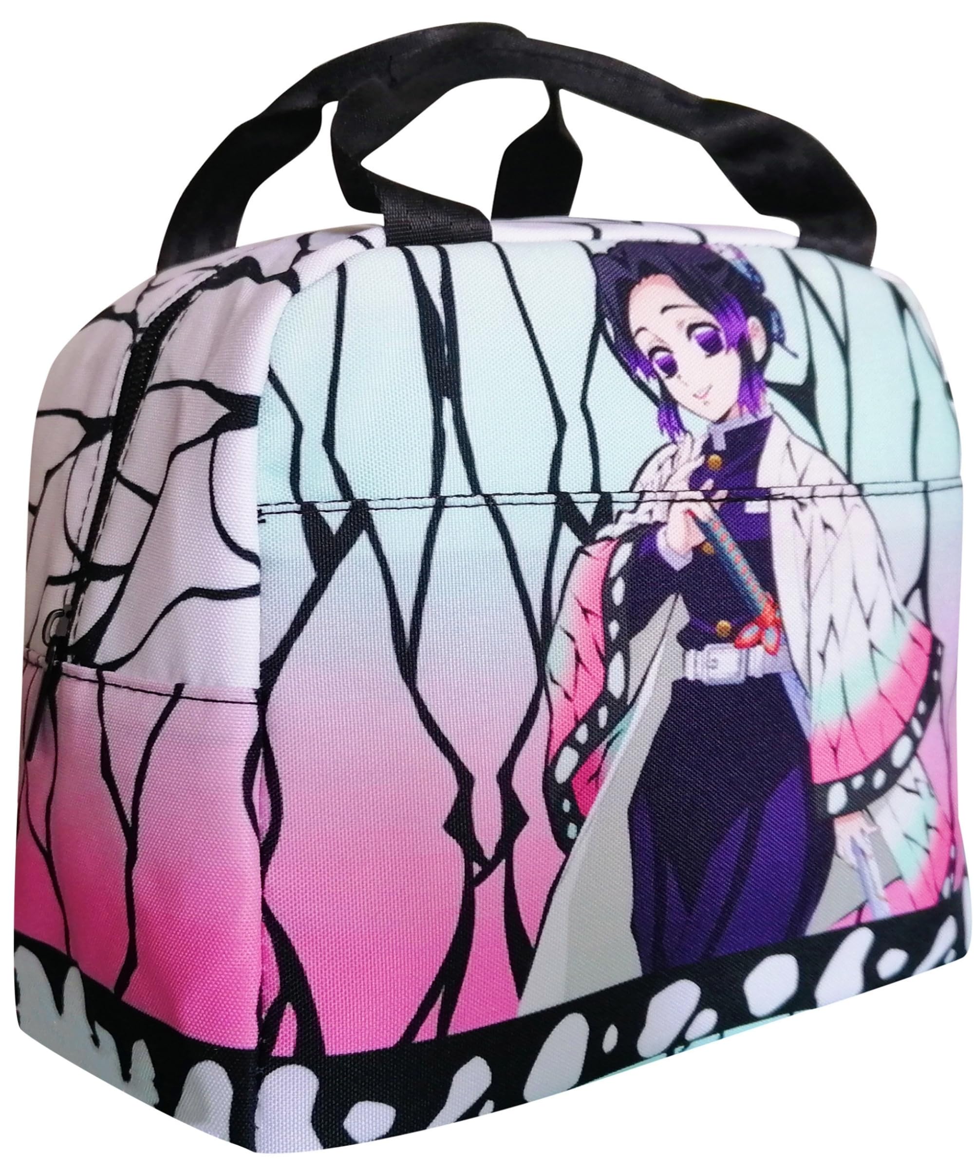 XIXISA Anime Demon Slayer Kochou Shinobu Lunch Box Holder Insulated Lunch Cooler Bag for Men and Women Travel Portable Storage Bag (Kochou Shinobu)