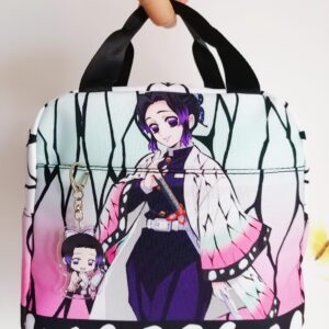 XIXISA Anime Demon Slayer Kochou Shinobu Lunch Box Holder Insulated Lunch Cooler Bag for Men and Women Travel Portable Storage Bag (Kochou Shinobu)