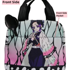 XIXISA Anime Demon Slayer Kochou Shinobu Lunch Box Holder Insulated Lunch Cooler Bag for Men and Women Travel Portable Storage Bag (Kochou Shinobu)