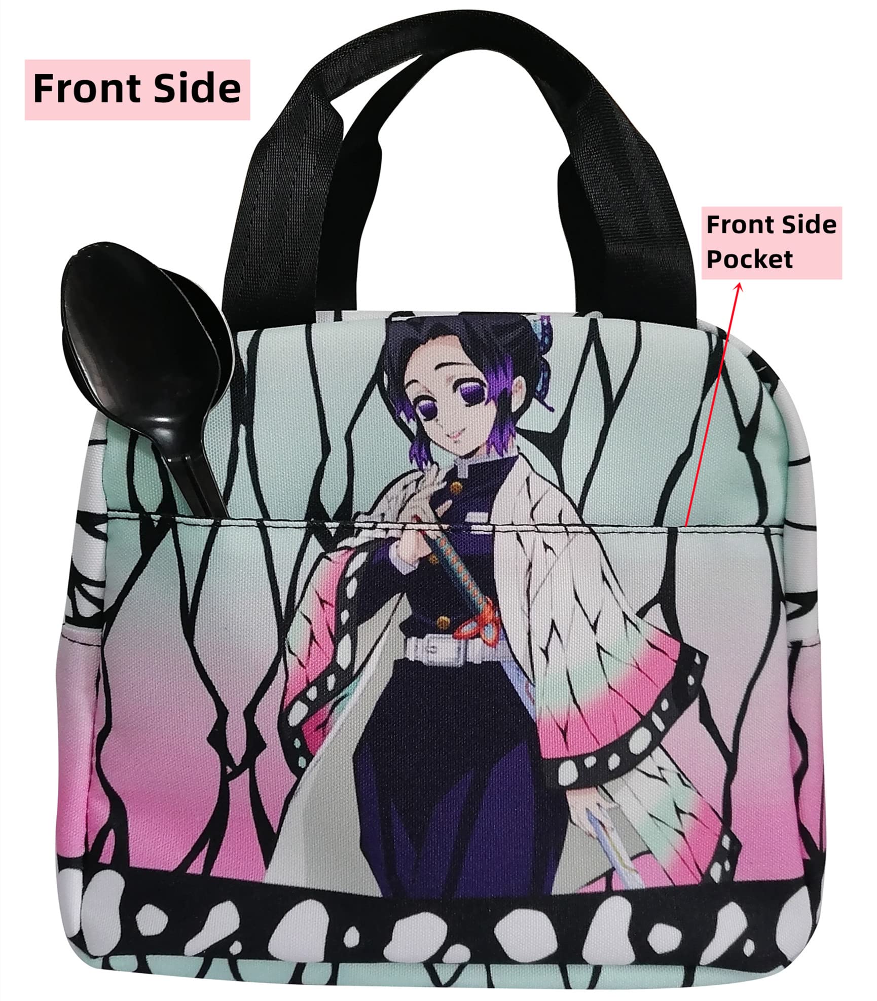 XIXISA Anime Demon Slayer Kochou Shinobu Lunch Box Holder Insulated Lunch Cooler Bag for Men and Women Travel Portable Storage Bag (Kochou Shinobu)