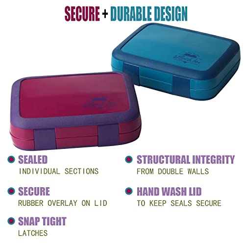 Leak-Proof Bento-Style Lunch Box for Kids, Removable Divider for 4 Compartments - Perfect for Ages 5 to 9, Microwave/Dishwasher Safe, BPA-Free & Sustainable (purplish red)