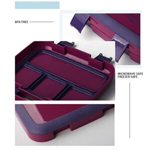 Leak-Proof Bento-Style Lunch Box for Kids, Removable Divider for 4 Compartments - Perfect for Ages 5 to 9, Microwave/Dishwasher Safe, BPA-Free & Sustainable (purplish red)