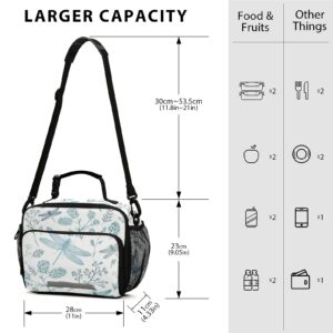 Blueangle Retro Dragonfly Print Insulated Lunch Bag with Detachable Shoulder Strap & Carry Handle, Eco-friendly Cooler Bag Tote Bag,School Lunch Box for Teens,Men,Women