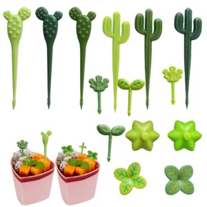 uouyoo 14 pcs toddler food picks, fun cute cartoon fruit shapes, reusable bento box toothpicks, easy to clean, great for kids' lunch
