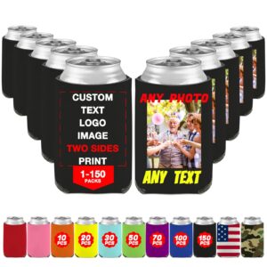 custom can beer coolers sleeve 1-150 bulk personalized insulated beverage bottle holder with photo image logo text for party wedding birthday