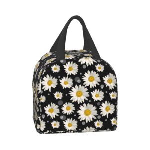 xiaoguaishou white daisy flowers lunch bag insulated cooler tote bags box reusable meal container for women office picnic work beach one size