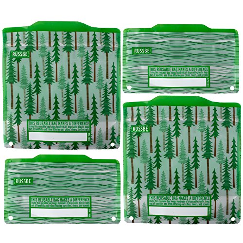 Russbe Forest Reusable Snack & Sandwich Bags (Set Of 4), Green