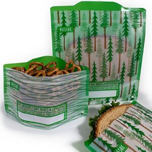 russbe forest reusable snack & sandwich bags (set of 4), green