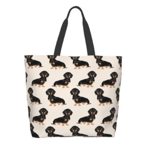 wiener dog fabric doxie dachshund weiner dog pet dogs waterproof tote bag women large capacity shoulder grocery shopping bags