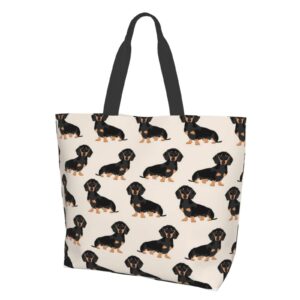 Wiener Dog Fabric Doxie Dachshund Weiner Dog Pet Dogs Waterproof Tote Bag Women Large Capacity Shoulder Grocery Shopping Bags