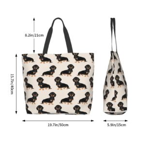 Wiener Dog Fabric Doxie Dachshund Weiner Dog Pet Dogs Waterproof Tote Bag Women Large Capacity Shoulder Grocery Shopping Bags