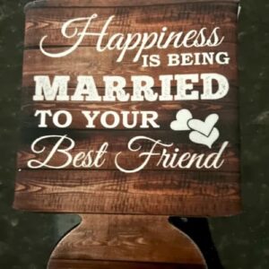 VictoryStore Can and Beverage Coolers: “Happiness is being Married To Your Best Friend” Wedding Can Coolers (50)