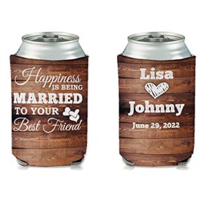 victorystore can and beverage coolers: “happiness is being married to your best friend” wedding can coolers (50)