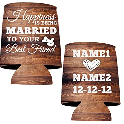 VictoryStore Can and Beverage Coolers: “Happiness is being Married To Your Best Friend” Wedding Can Coolers (50)