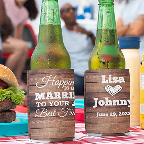 VictoryStore Can and Beverage Coolers: “Happiness is being Married To Your Best Friend” Wedding Can Coolers (50)