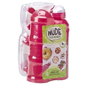 Nude Food Movers by Smash Rubbish Free Lunch Kit with Sandwich Box, Snack Box, Stealth Water Bottle, & Triple Snack Tube, Pink