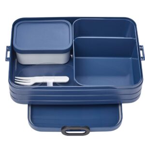 MEPAL, Bento Detachable Lunch Box Large with 2 Compartments for Food Storage and a Fork, Portable, BPA Free, Nordic Denim, Holds 1500ml|51 oz, 1 Count