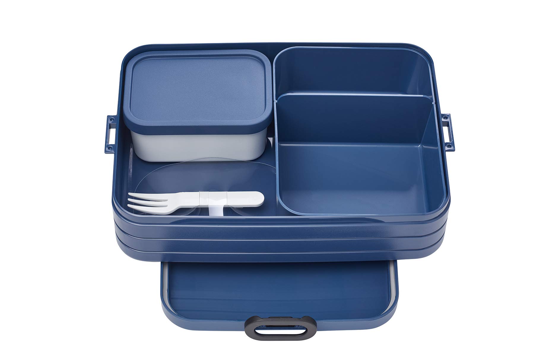 MEPAL, Bento Detachable Lunch Box Large with 2 Compartments for Food Storage and a Fork, Portable, BPA Free, Nordic Denim, Holds 1500ml|51 oz, 1 Count