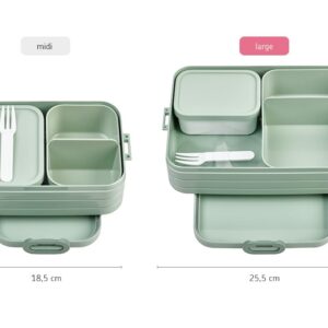 MEPAL, Bento Detachable Lunch Box Large with 2 Compartments for Food Storage and a Fork, Portable, BPA Free, Nordic Denim, Holds 1500ml|51 oz, 1 Count